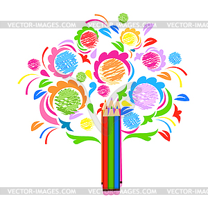 Colorful background with beautiful tree - vector clipart