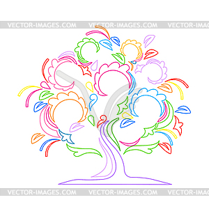 Colorful background with beautiful tree - vector clipart