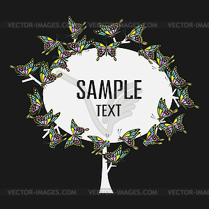 Colorful tree with lace butterflies - vector image