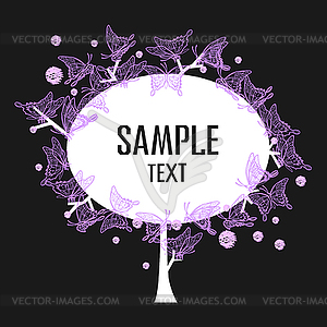 Colorful tree with lace butterflies - vector clipart / vector image