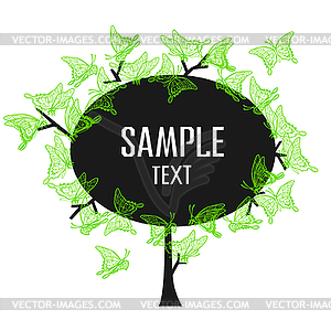 Colorful tree with lace butterflies - vector image