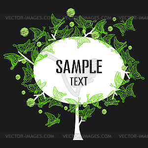 Colorful tree with lace butterflies - vector image