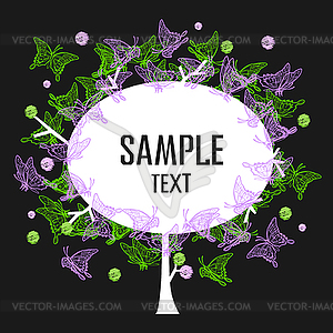 Colorful tree with lace butterflies - vector clip art