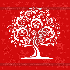 Colorful tree with stars - vector image