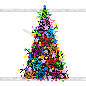 Colorful tree with stars - vector clipart