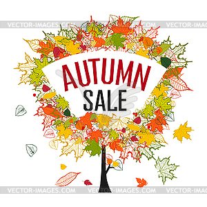 Autumn tree with colorful leaves - vector clipart