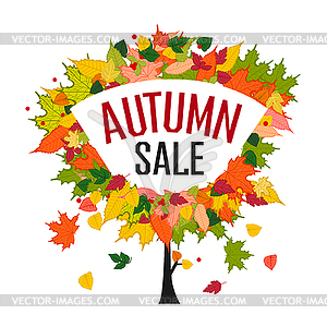 Autumn tree with colorful leaves - vector clip art