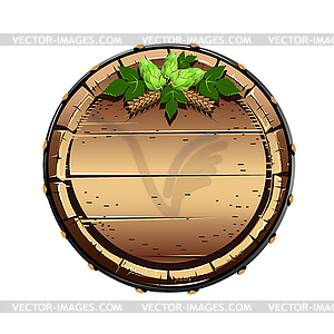 Old wooden barrel with beer - vector clipart / vector image