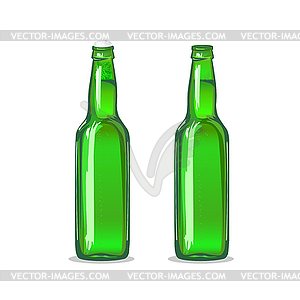 Green beer bottle - color vector clipart