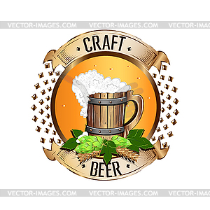 Colorful emblem of beer in vintage style - color vector clipart