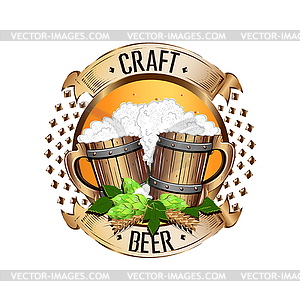 Colorful emblem of beer in vintage style - vector clipart / vector image