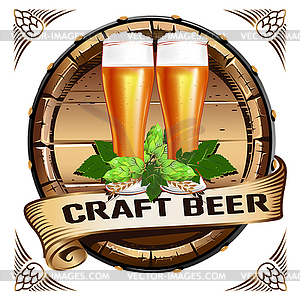 Colorful emblem of beer in vintage style - vector image