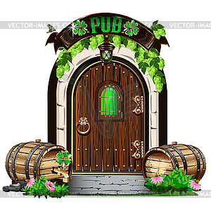 Door to Irish pub - vector image