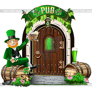 Door to Irish pub - vector clipart