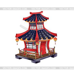 Japanese house with roof tiles - vector image