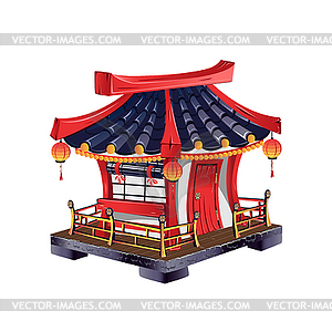 Japanese house with roof tiles - vector clipart