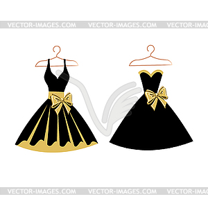 Set of dresses on hangers - vector clip art