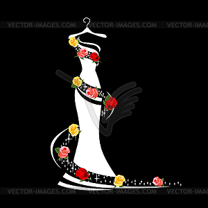 Wedding dress silhouette - vector clip art