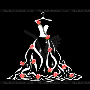 Wedding dress silhouette - vector clipart / vector image