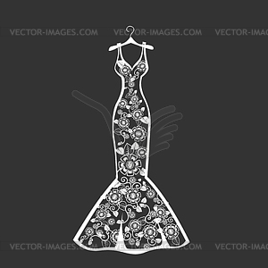 wedding dress clip art black and white