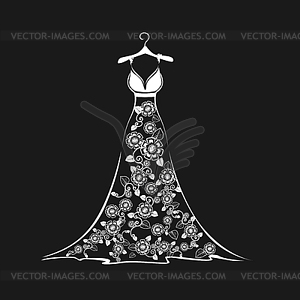 Wedding dress silhouette - vector clip art