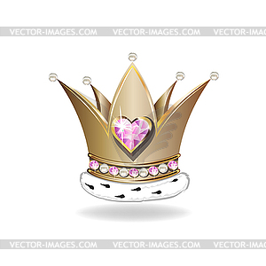 Beautiful golden princess crown - vector image