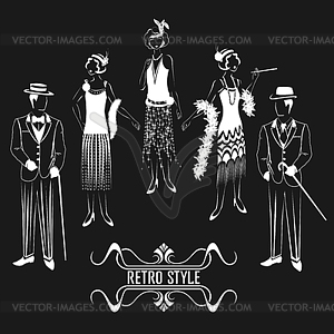 Silhouettes of men and women - vector clipart