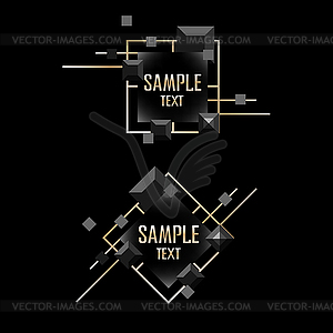 Abstract frame on black background with gold - vector image