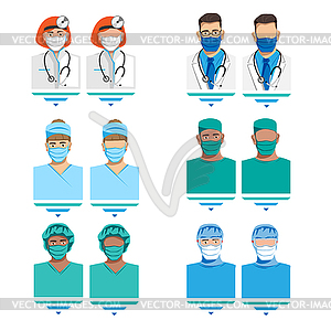 Set of doctors characters - vector image