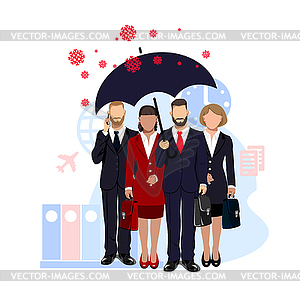 Business people under umbrella - vector image