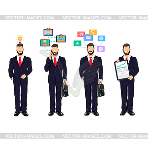 Businessman in business process - vector clipart