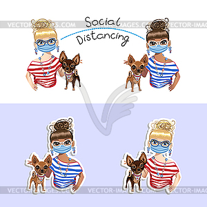 Little girl in protective mask - vector clipart