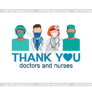 Thank you to doctors and nurses free - vector image