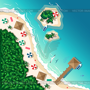 Aerial view of tropical beach - vector clip art