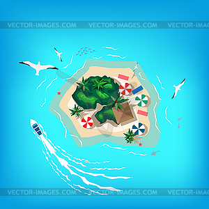 Aerial view of tropical beach - vector image