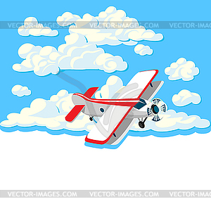 Airplane in clouds - vector clipart