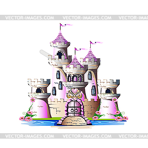 Magic pink castle - vector image