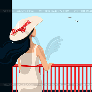 Girl in a hat  - stock vector clipart