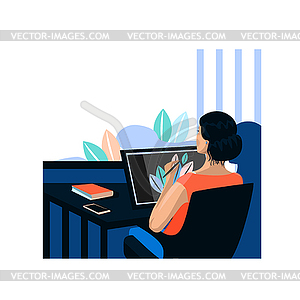 Девушка работает дома - изображение в формате EPS