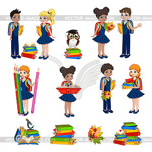 Schoolchildren set - royalty-free vector image