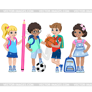 Schoolchildren set - vector image