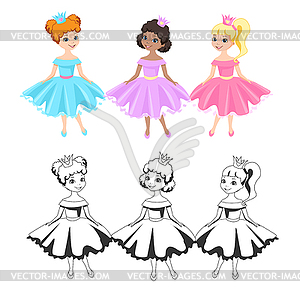 Little princesses in crowns - vector clipart