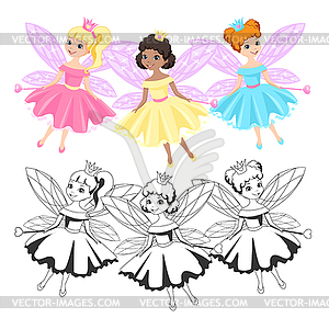 Little princesses in crowns - vector image
