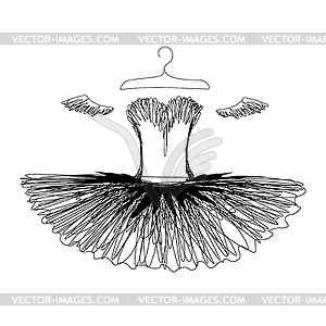 Ballet tutu on a hanger silhouette - vector clipart