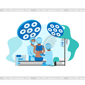 Хирургическая операция в операционной - изображение в векторном виде