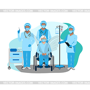 Nurse takes care of the elderly - vector image