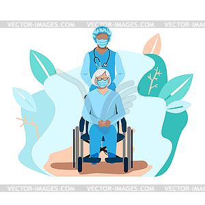 Nurse takes care of the elderly - vector clipart