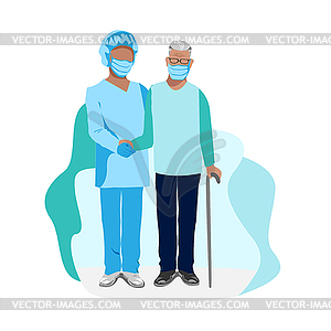 Nurse takes care of the elderly - vector image