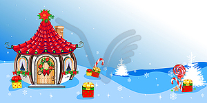 Christmas background with Santa Claus house - vector clip art