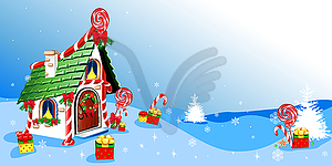 Christmas background with Santa Claus house - vector clip art